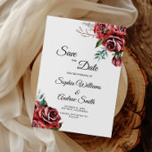 Save The Date Élégant Marsala Rouge Rose Rustique Enregistrer La