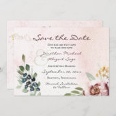 Save The Date Élégant Mauve Blush rose Floral Mariage chrétien (Devant / Derrière)