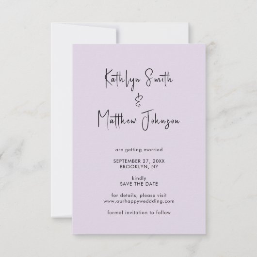 Save The Date Elegant Mauve Fun Script moderne Mariage photo (Dos)