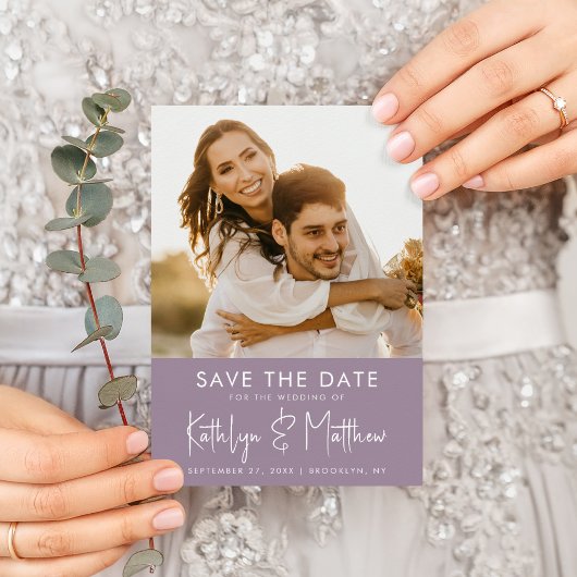 Save The Date Elegant Mauve Fun Script moderne Mariage photo