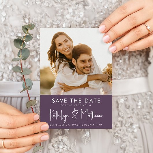 Save The Date Elegant Mauve Fun Script moderne Mariage photo