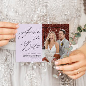 Save The Date Elegant Mauve Modern Script Mariage photo