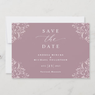 Save The Date Élégant Mauve Rose Poussiéreuse Mariage Enregistre
