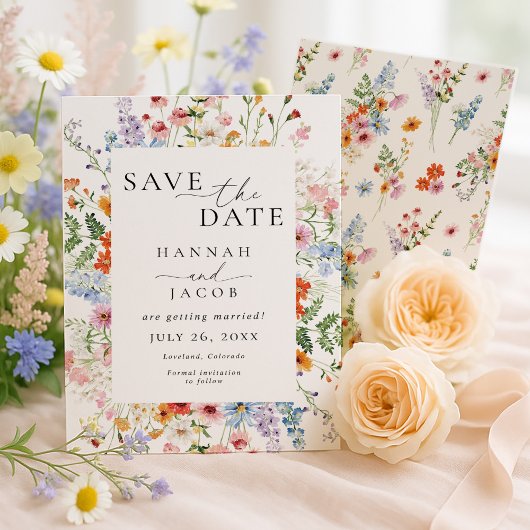 Save The Date Elegant Meadow Wildflower Wedding