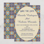 Save The Date Élégant mexicain Floral Talavera Oval Mariage (Devant / Derrière)