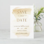 Save The Date Elégant minimal Aquarelle jaune or Mariage S (Debout devant)