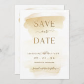 Save The Date Elégant minimal Aquarelle jaune or Mariage S (Devant / Derrière)