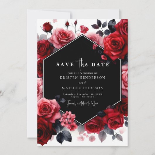 Save The Date Élégant minimal Crimson Mariage rouge (Devant)