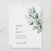 Save The Date Elégant minimal Eucalyptus Mariage de verdure (Devant)
