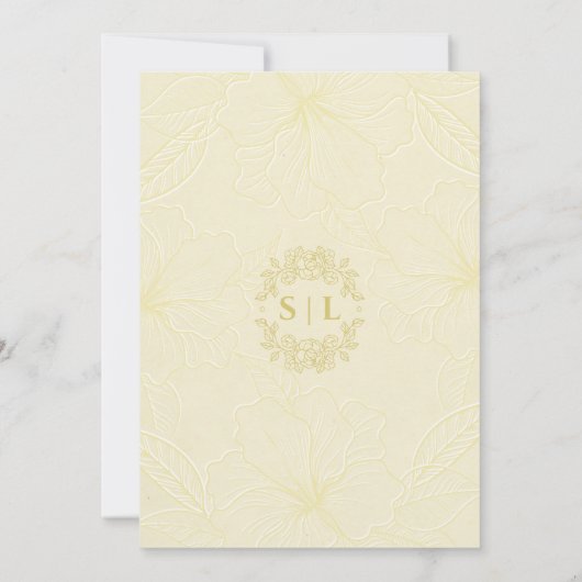 Save The Date Élégant minimal Golden Outline Floral Mariage (Dos)