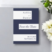 Save The Date Élégant minimal Marine bleu blanc Mariage moderne