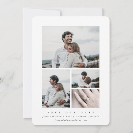 Save The Date Élégant Minimal Multi Photo (Devant)