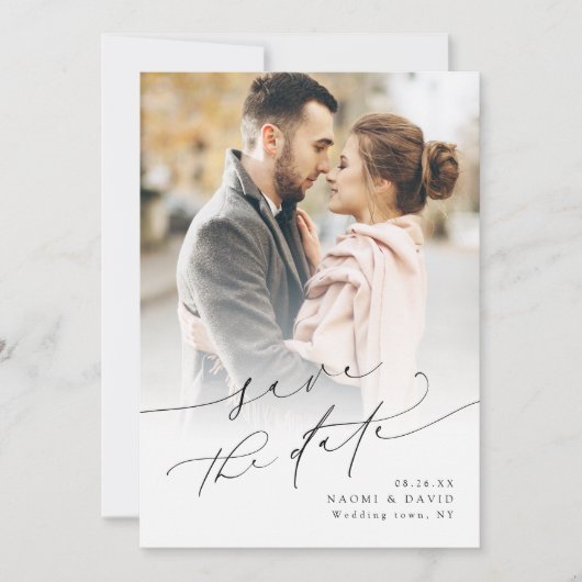 Save The Date Elegant Minimalist Modern Chic Script Photo   (Devant)