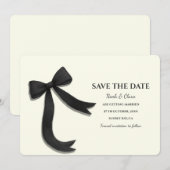 Save The Date Elegant Minimalist with Black Bow - Simple classic (Devant / Derrière)