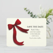 Save The Date Elegant Minimalist with Red Bow - Simple classic (Debout devant)