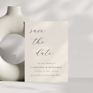 Save The Date Élégant minimaliste crème ivoire Mariage de callig