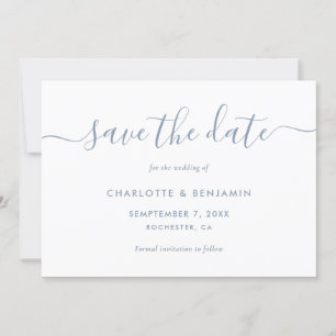 Save The Date Élégant Minimaliste Dusty Blue Enregistrer La Date