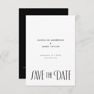 Save The Date Élégant minimaliste Mariage de typographie Art Déc