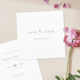 Save The Date Élégant minimaliste Mariage de typographie bleue