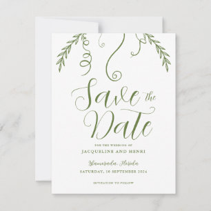 Save The Date Élégant minimaliste Mariage feuille de vigne