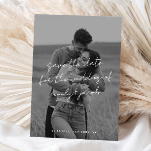 Save The Date Élégant Minimaliste Mariage Photo Écrit à la Main