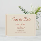 Save The Date Élégant minimaliste Mariage Terracotta rustique (Debout devant)