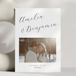 Save The Date Élégant minimaliste Moderne Script Calligraphie Ph