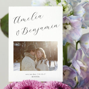 Save The Date Élégant minimaliste Moderne Script Calligraphie Ph