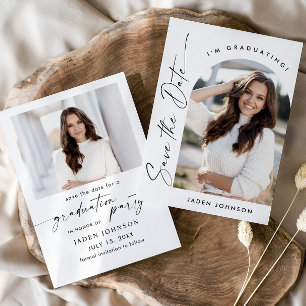 Save The Date Élégant minimaliste Parti de graduation 2 Photo