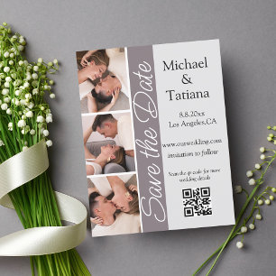 Save The Date élégant minimaliste Photobooooth 3 photos code qr