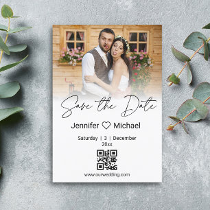 Save The Date élégant minimaliste style code qr couple photo