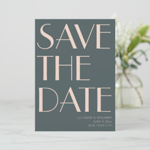Save The Date Elégant minimaliste Turquoise et Mariage Art Déco