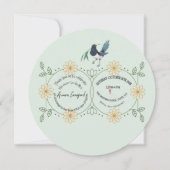 Save The Date Elegant Mint Green & Botanical Bird Bridal Shower (Devant)