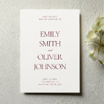 Save The Date Elegant Modern Clean Burgundy Red Wedding<br><div class="desc">Elegant Modern Simple Burgundy Red Non-Photo Wedding Save the Date Invitation Template</div>