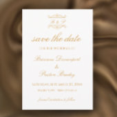 Save The Date Elegant Modern Gold & White Monogram Wedding