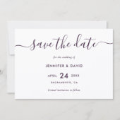 Save The Date Elegant Modern Purple Wedding (Devant)