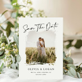 Save The Date Elegant Modern Script Rustic Photo Frame Wedding