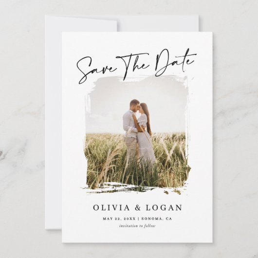 Save The Date Elegant Modern Script Rustic Photo Frame Wedding (Devant)