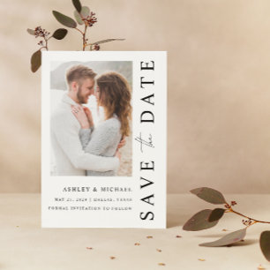 Save The Date Elégant Moderne 2 Photo Mariage Enregistrer La Dat