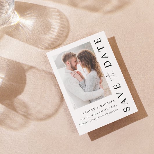 Save The Date Elégant Moderne 3 Photo Mariage Enregistrer La Dat