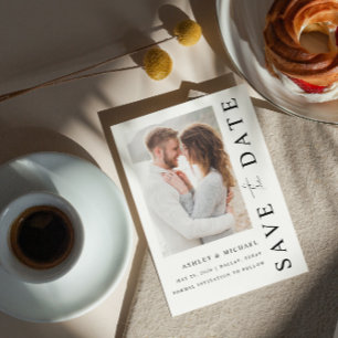 Save The Date Elégant Moderne 5 Photo Mariage Enregistrer La Dat