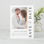 Save The Date Elégant Moderne 5 Photo Mariage Enregistrer La Dat (Debout devant)