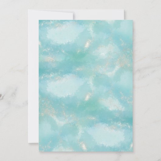 Save The Date Élégant Moderne Aquarelle Bleue Mariage Or (Dos)