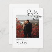 Save The Date Elégant moderne blanc Enregistrer la photo de la d (Devant / Derrière)