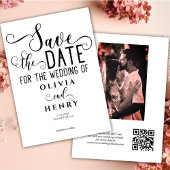 Save The Date Élégant moderne Calligraphie Script Photo QR Code