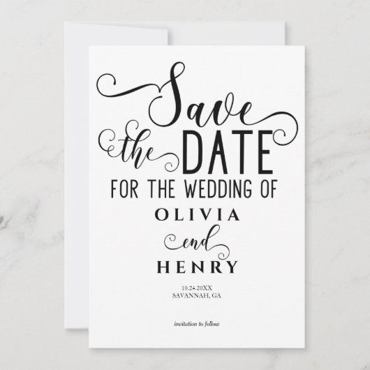 Save The Date Élégant moderne Calligraphie Script Photo QR Code (Devant)