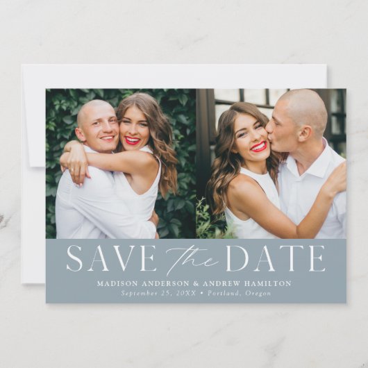 Save The Date Elégant moderne Dusty Blue 2 Photo (Devant)