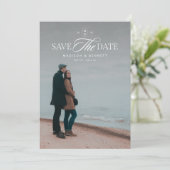 Save The Date Élégant Moderne Écriture Double Face Photo Blanche (Debout devant)