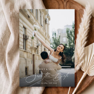 Save The Date Élégant Moderne Écriture Photo Mariage Enregistrer