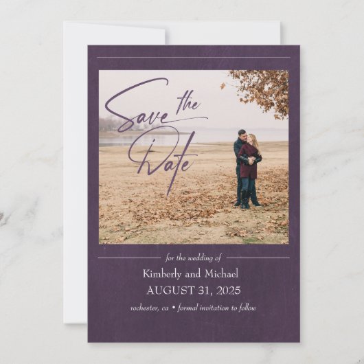 Save The Date Elégant Moderne Eggplant Purple Enregistrer la Dat (Devant)